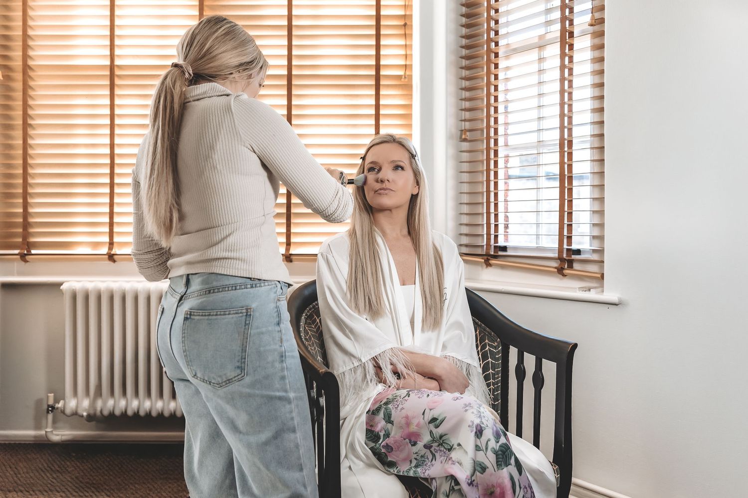 Candid bridal preparations at a Lincolnshire wedding venue.