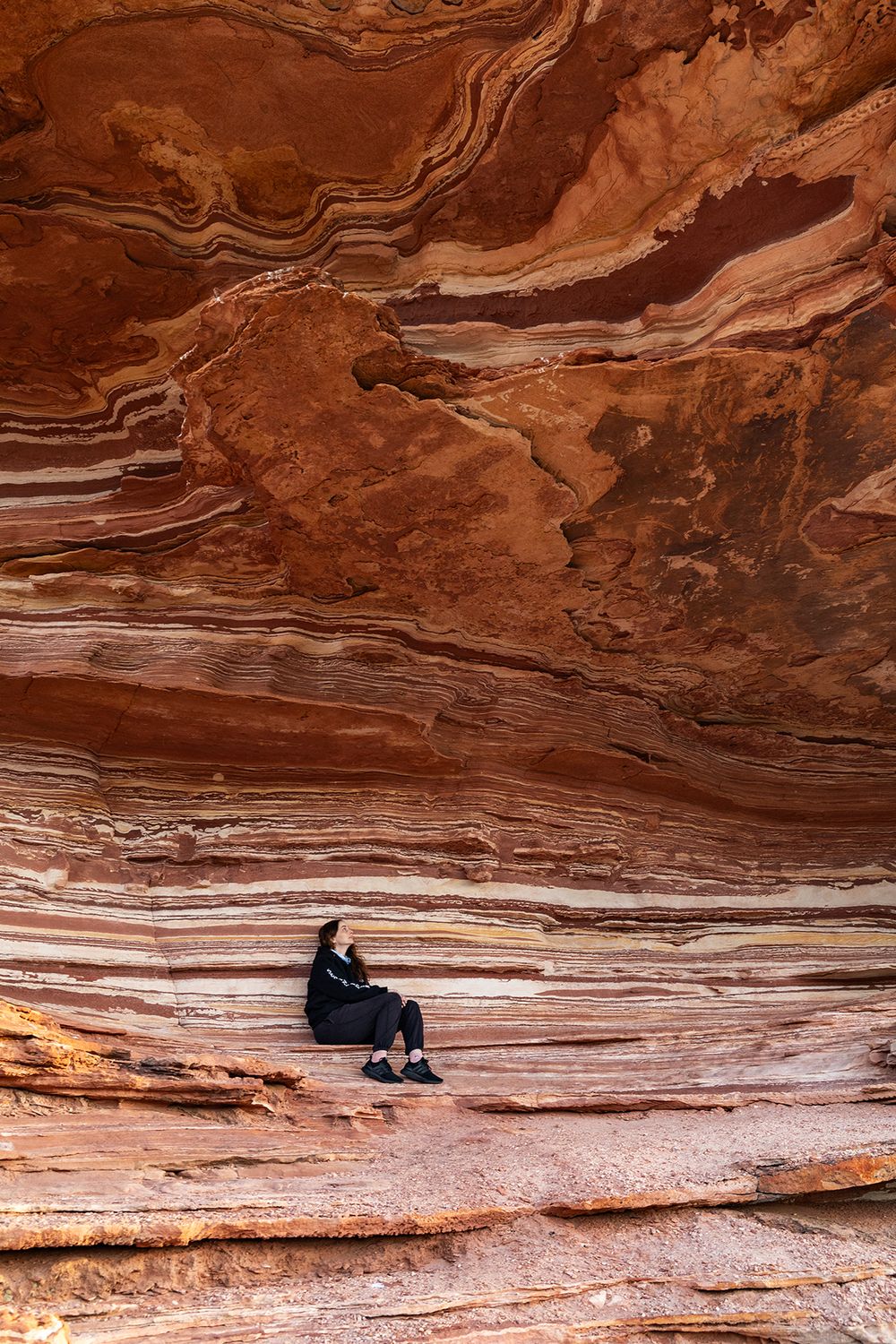 Sarah Lewis admiring the rock formations and colours of Kalbarri