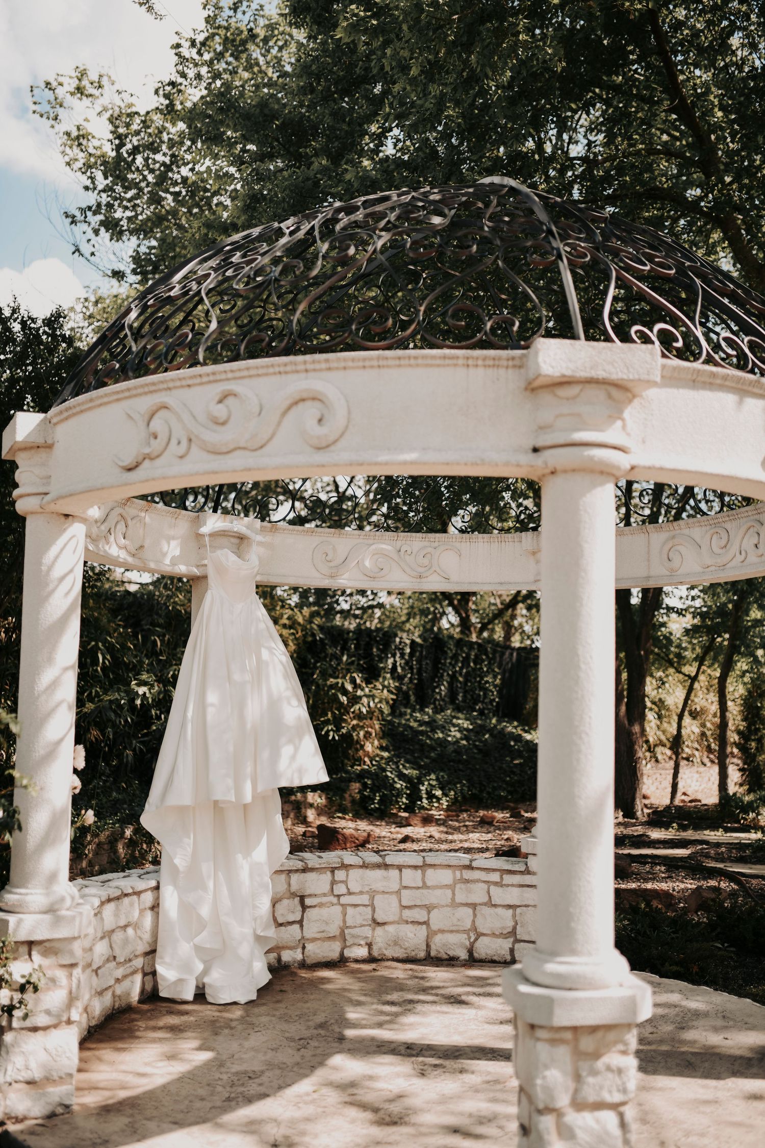 Bride's ivory wedding accessories displayed before ceremony