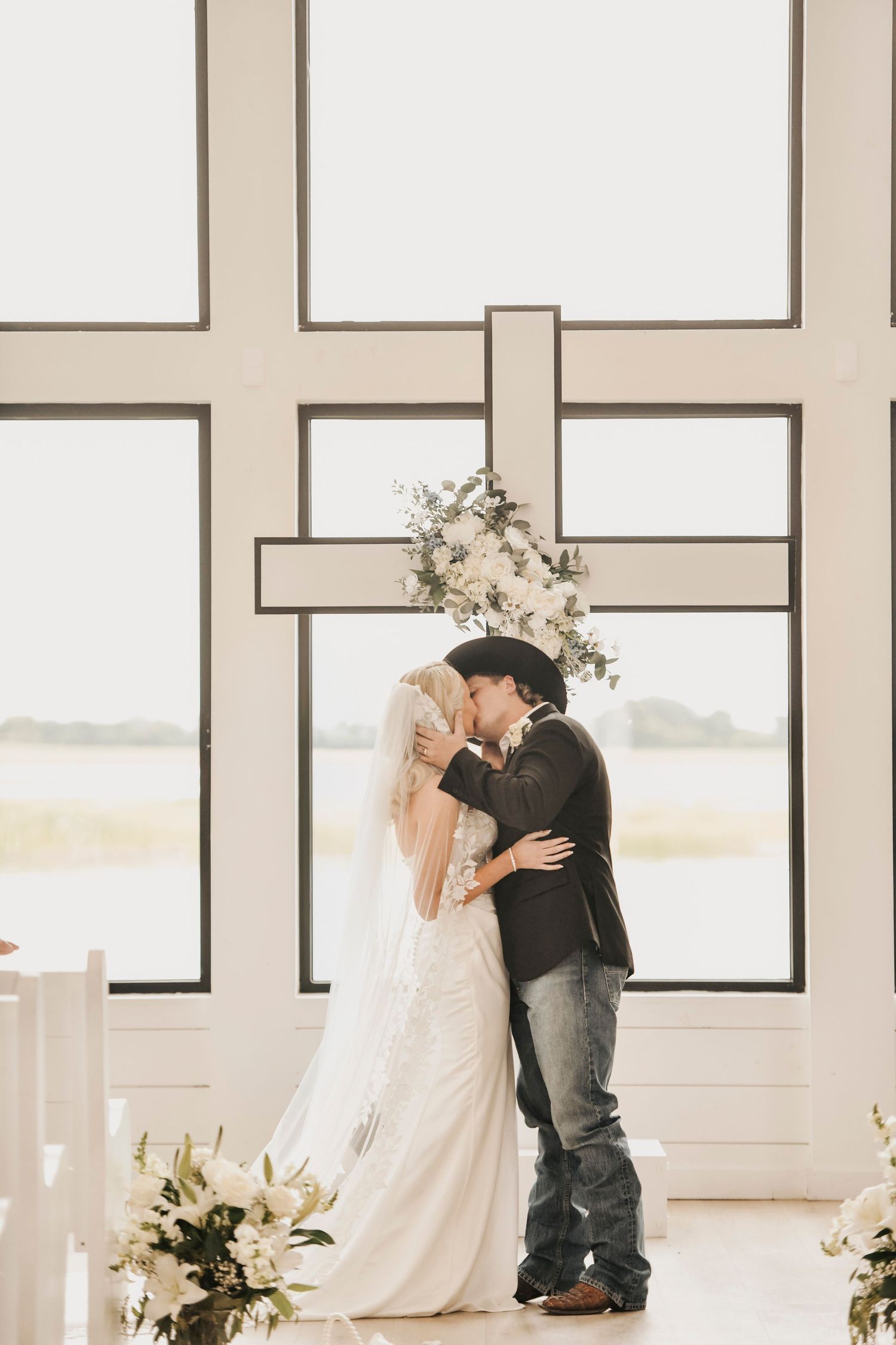 Elegant Texas wedding ceremony surrounded by loved ones