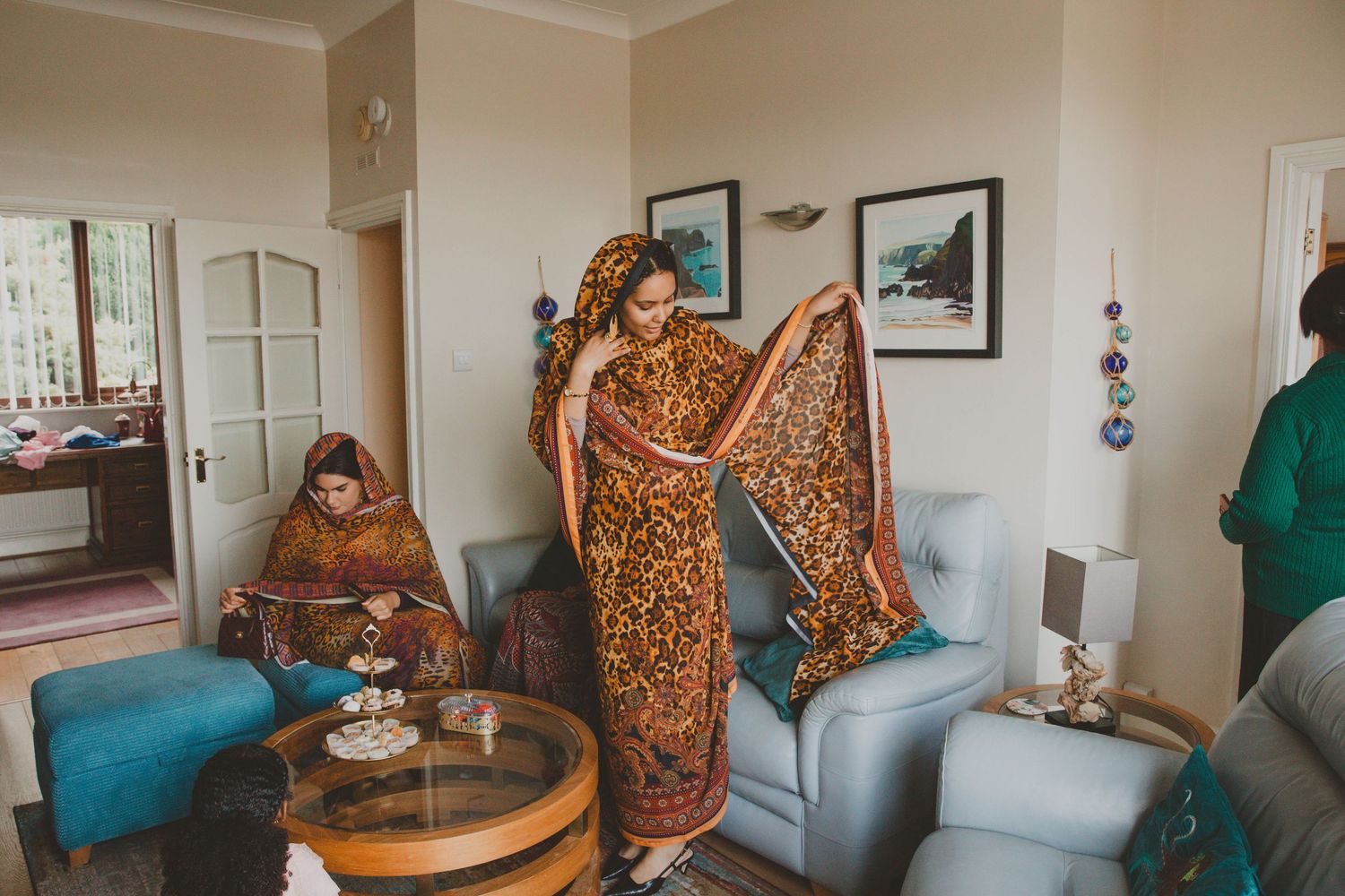 Sudanese/Welsh sisters  Models wearing silk Toubs designed by HIMA RAHAMA. NORTH WALES