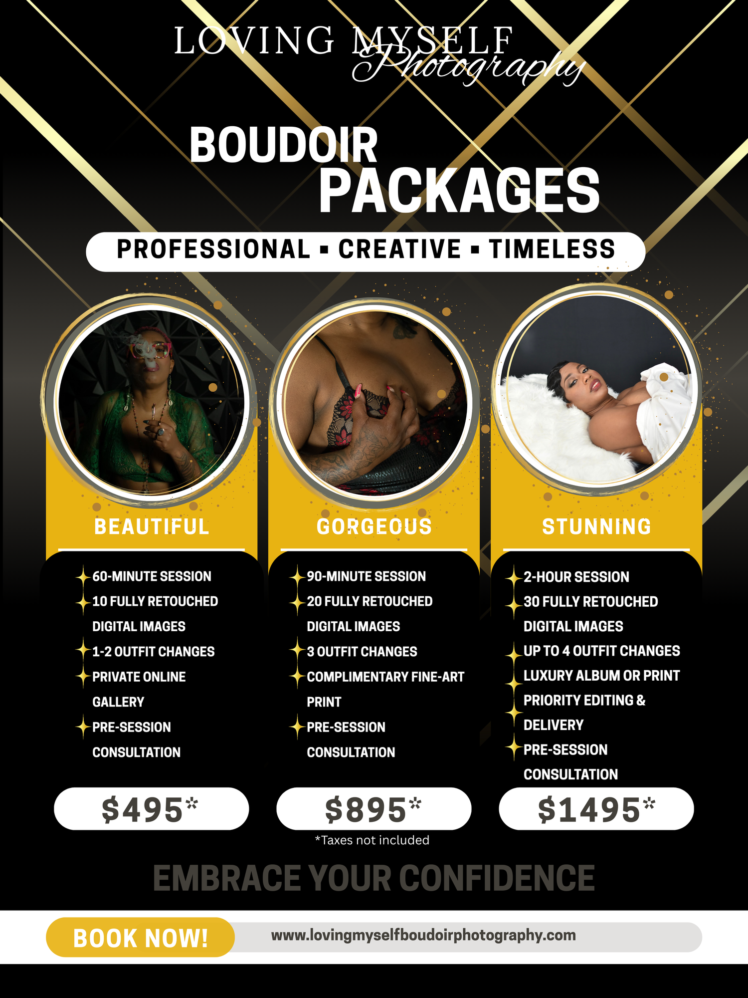 From boudoir to maternity and couples sessions, view our packages and pricing for custom, confidence-focused photography experiences in MD