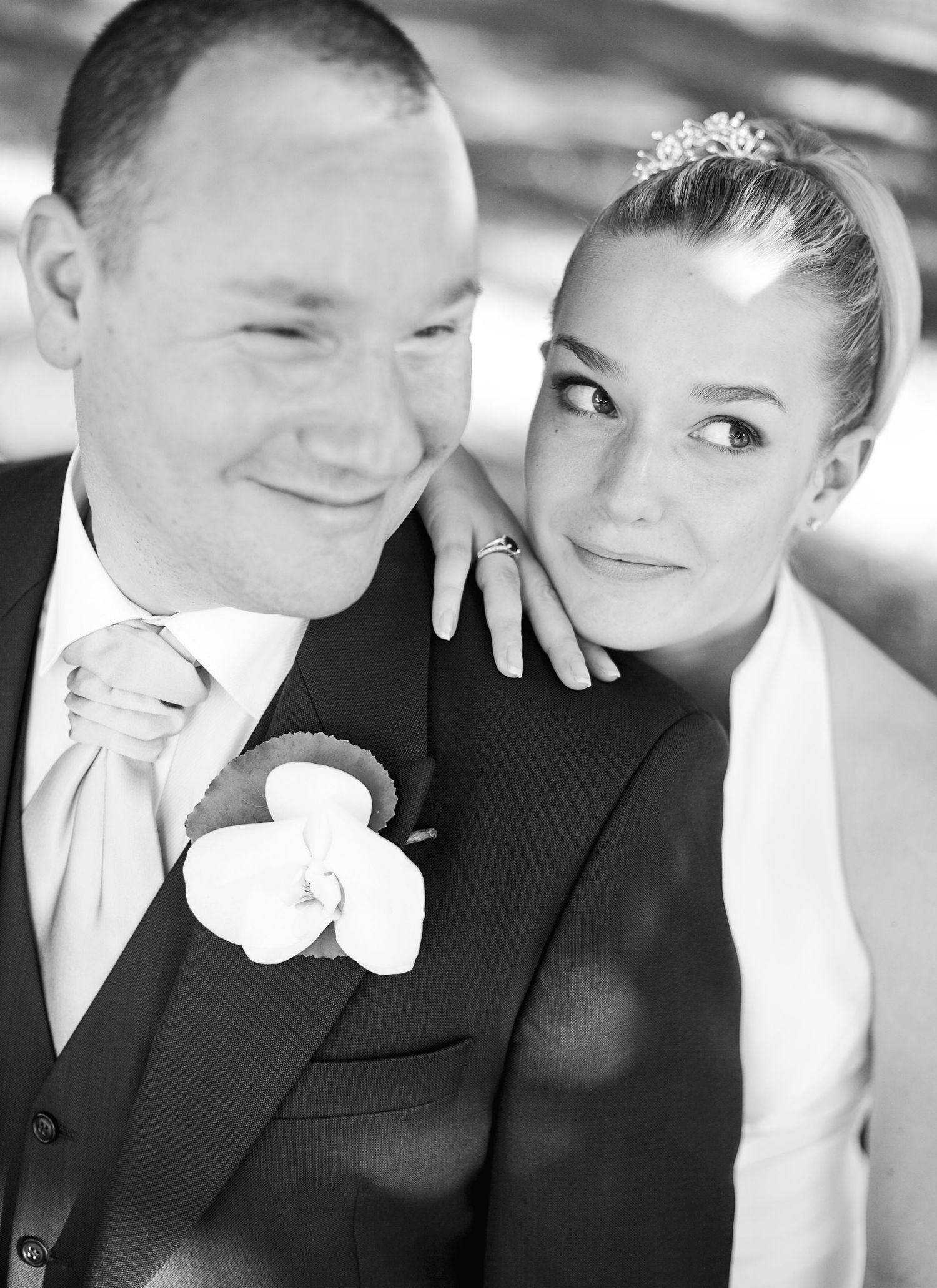 Elegant bride and groom portrait during a destination wedding in France
