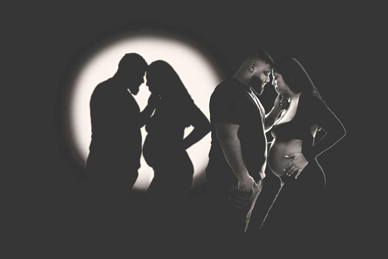 Artistic black and white silhouette photo