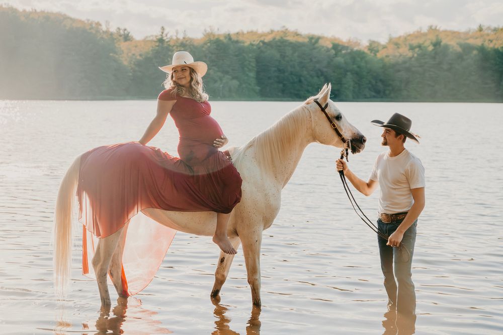 maternity, cowboy, lake, documentary, West Michigan, horses, western