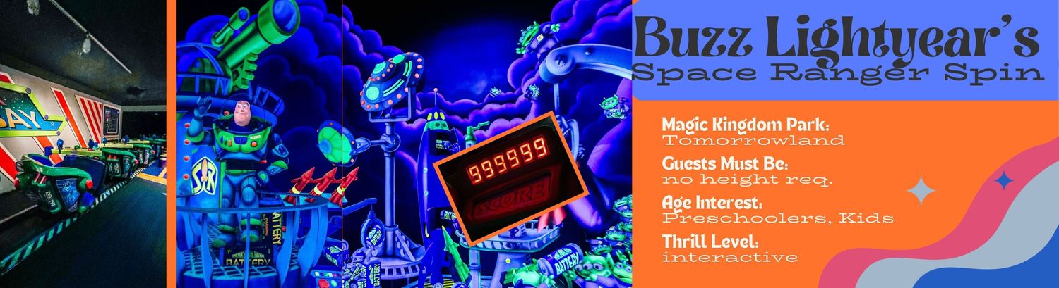 Neon blue space-themed amusement park ride sign and entrance at night with glowing colored lights.