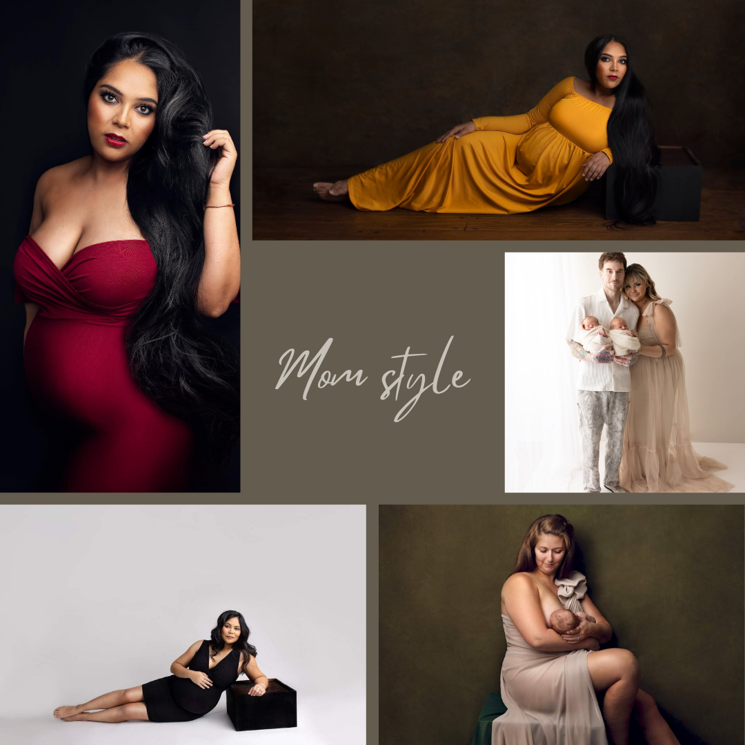 maternity styles for pregnancy photos with Elizabeth Lang Photography. A variety of fabrics and dresses for your photoshoot.
