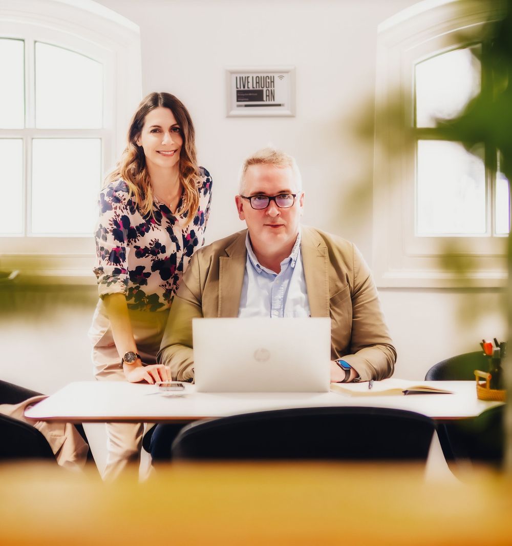 Commercial portrait of Park Street Partners team, Ali Straker and Gavin Devine of photographed at their offices in London Bridge, SE1