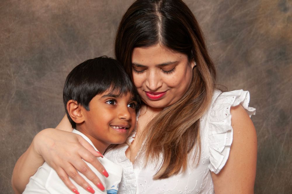 mom and son hugging photo