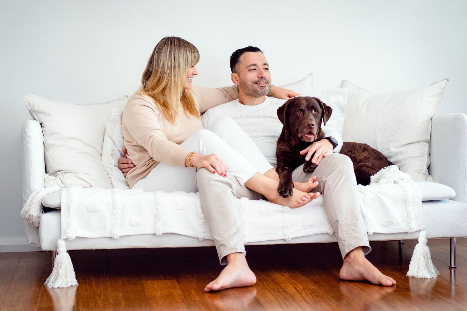 couple in their new home with their labrador photoshoot Balgowlah