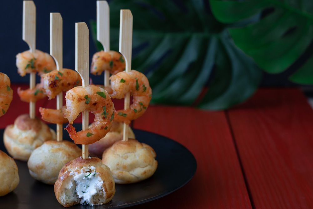 Sweet Chili Prawn & Ricotta Profiterole Skewers Recipe - Photo by © Reka Csulak