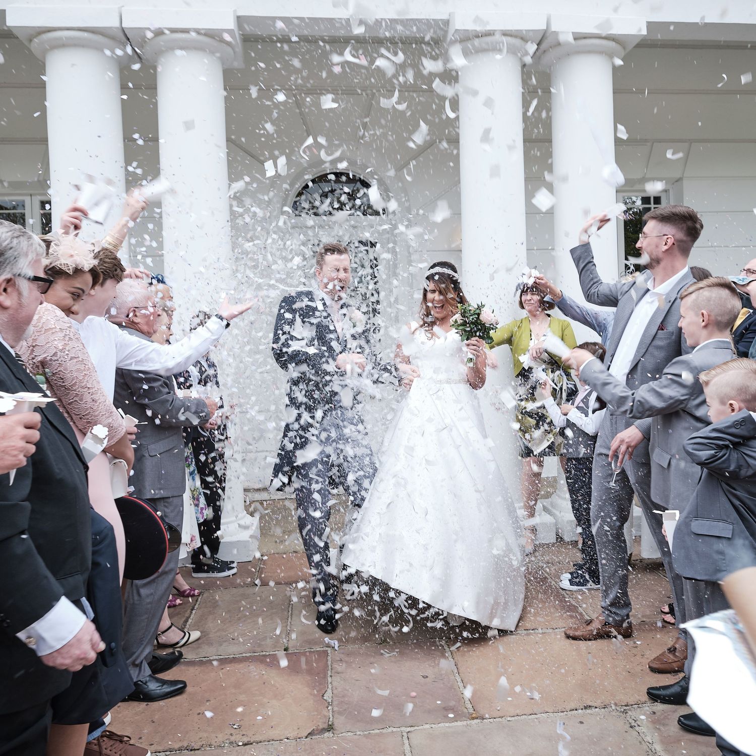 Little Hermitage Wedding - couple surrounded by confetti