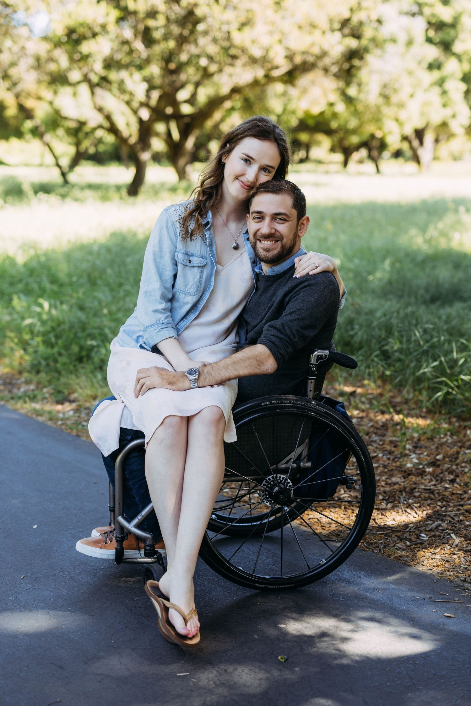Interabled couple engagement photos at Stanford University
