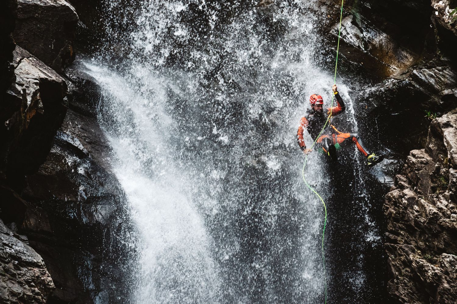 Canyoning abseil falls of bruar waterfall
