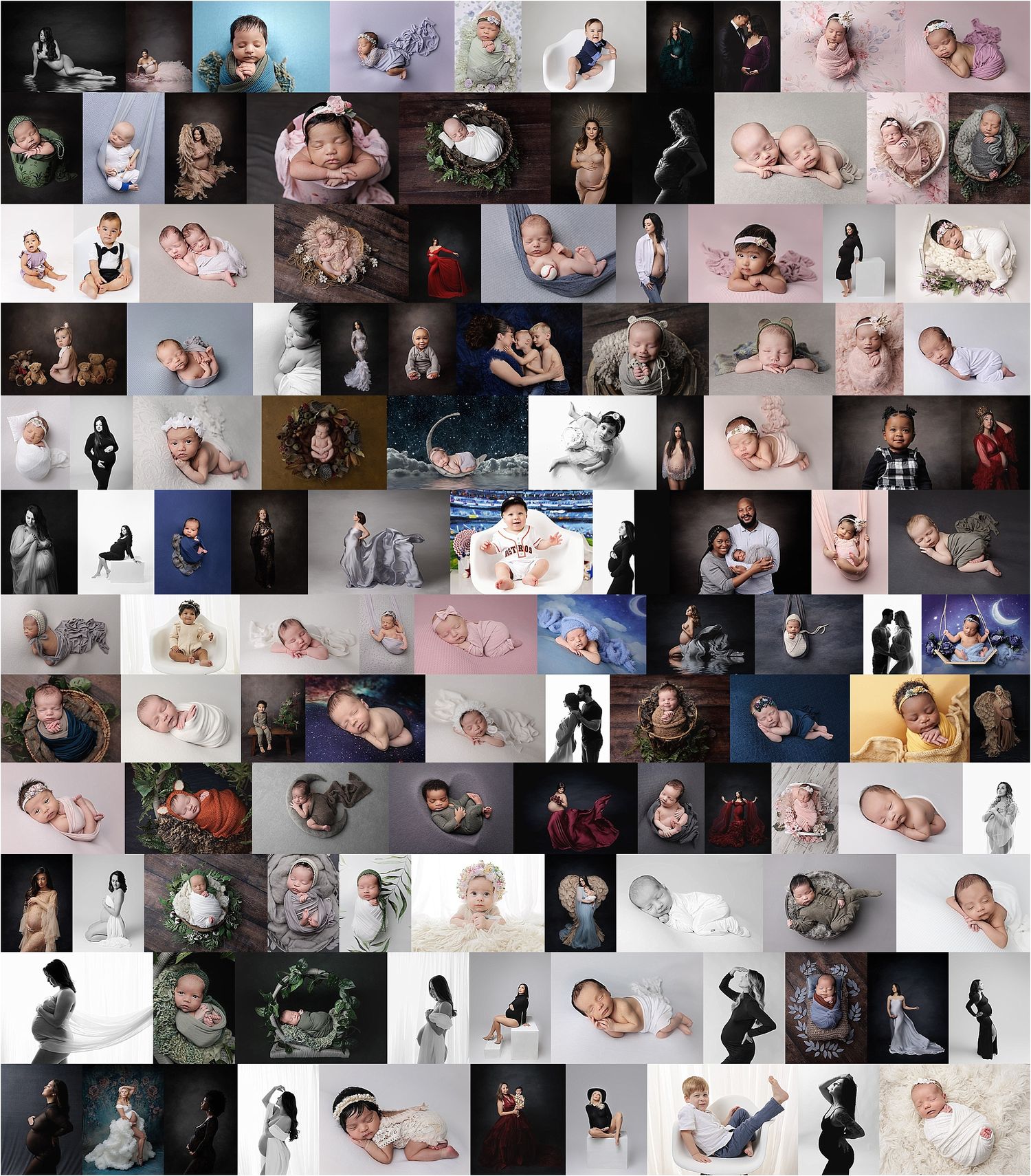 Austin newborn photography 2022 collage featuring maternity and newborn studio portraits
