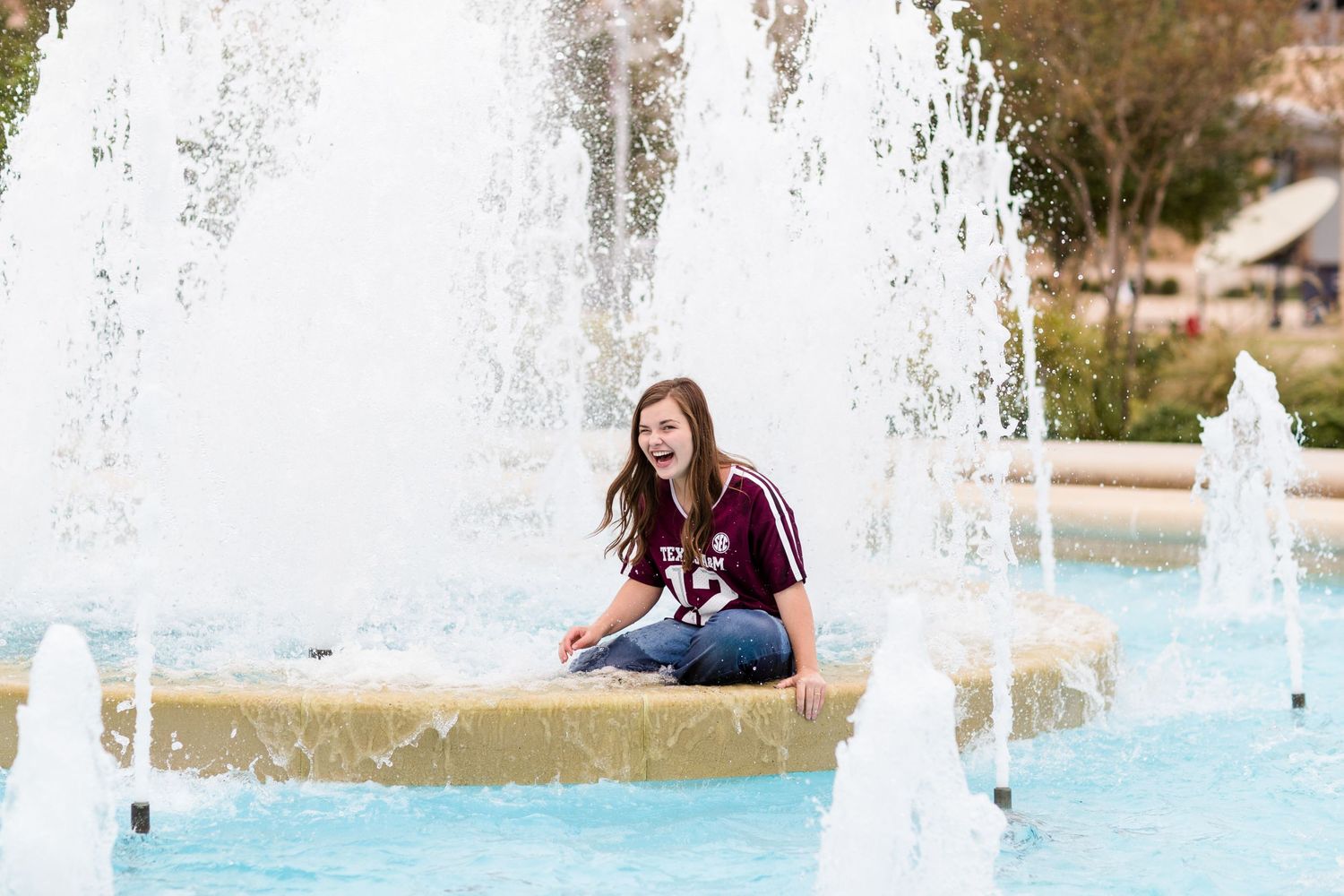 Gruy Fountain Kyle Field Texas A&M University College Station Senior Portrait Photographer
