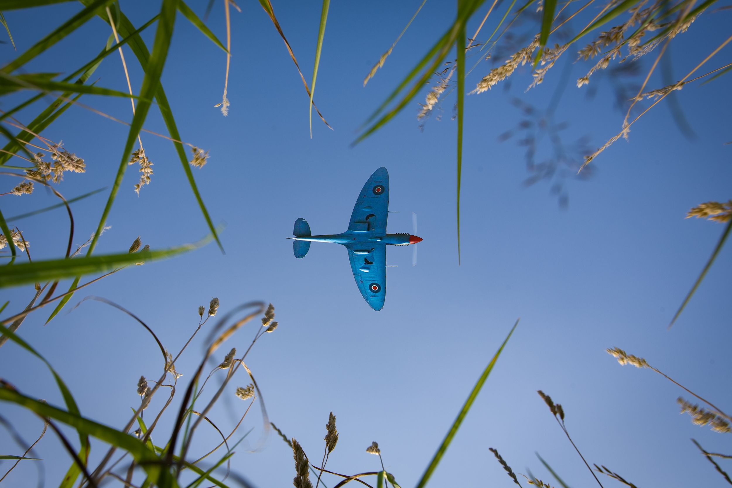Spitfire visits Kirkbride airfield and does a victory roll. Wedding