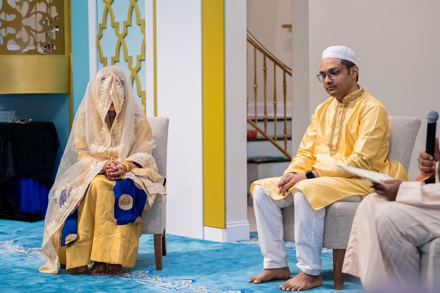 Bride and Groom of a Muslim Wedding sitting at the time of Nikah in Memphis/Collierville/Germantown, TN