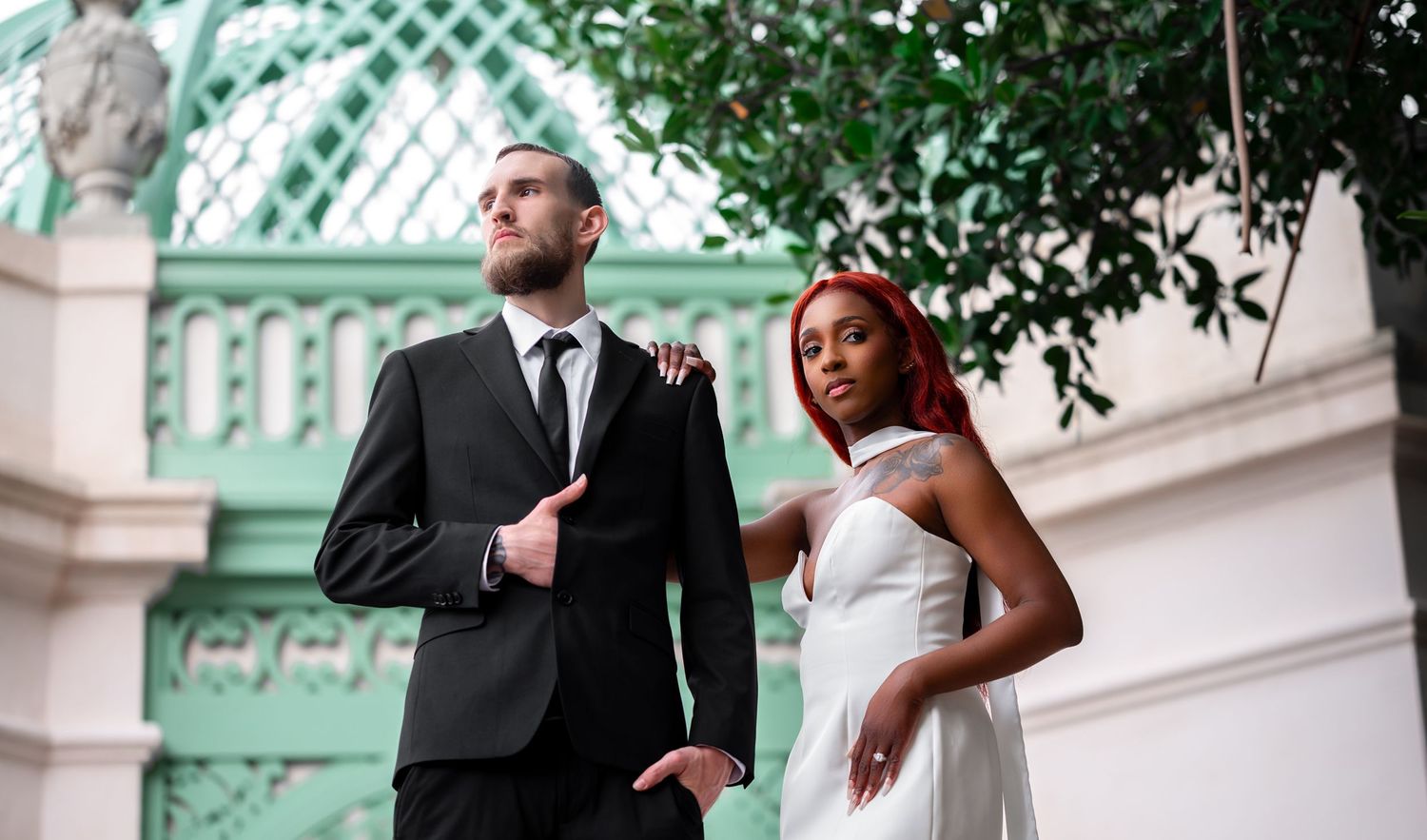 This recently engaged couple chose to have a luxury engagement session at Vizcaya Gardens, one of the elegant wedding venues Florida.