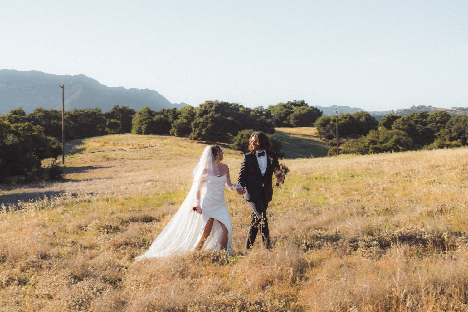 A whimsical intimate micro wedding elopement in topanga, california with mountain portraits shot on film