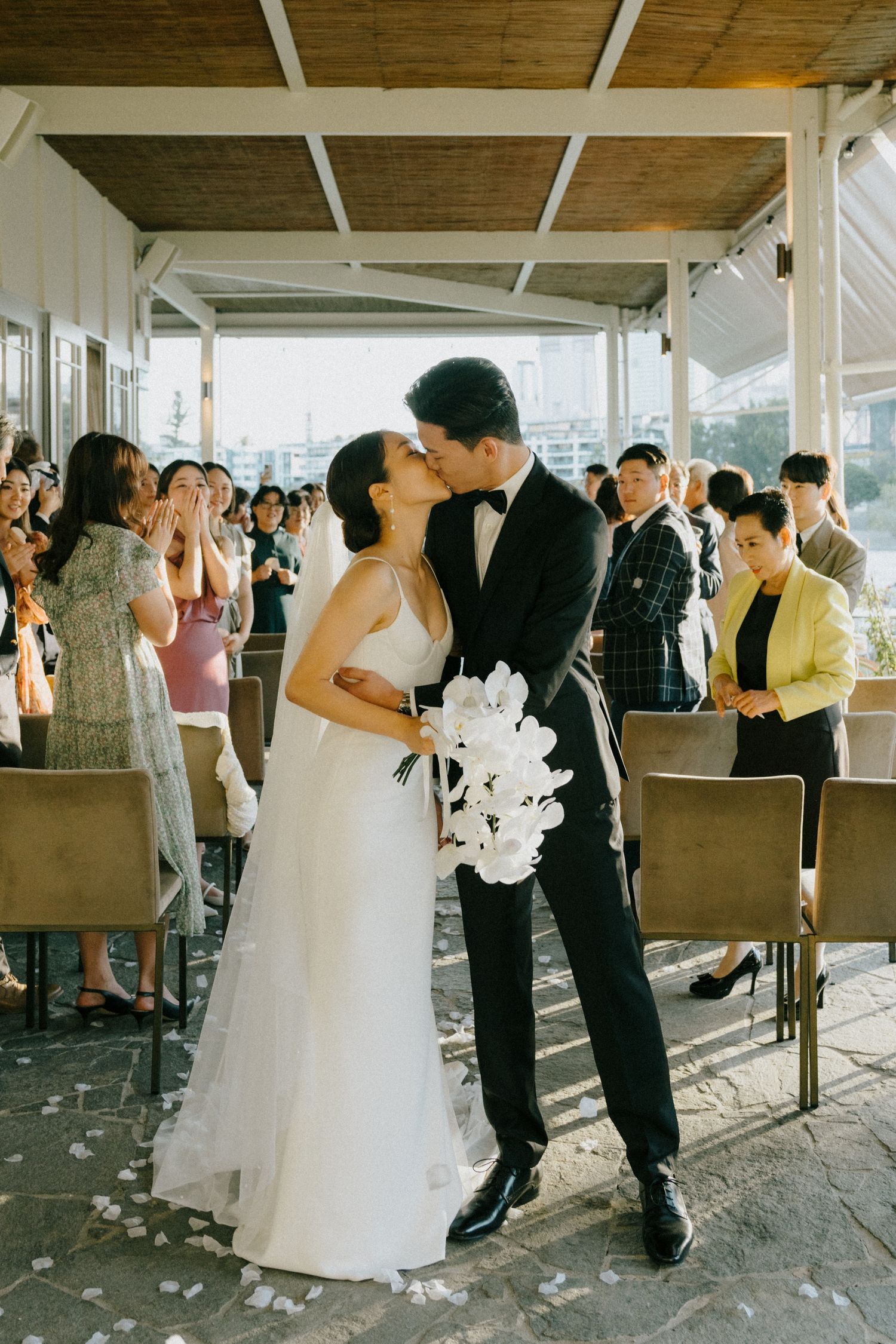 First kiss at Bougainvillea House in Howard Smith Wharves