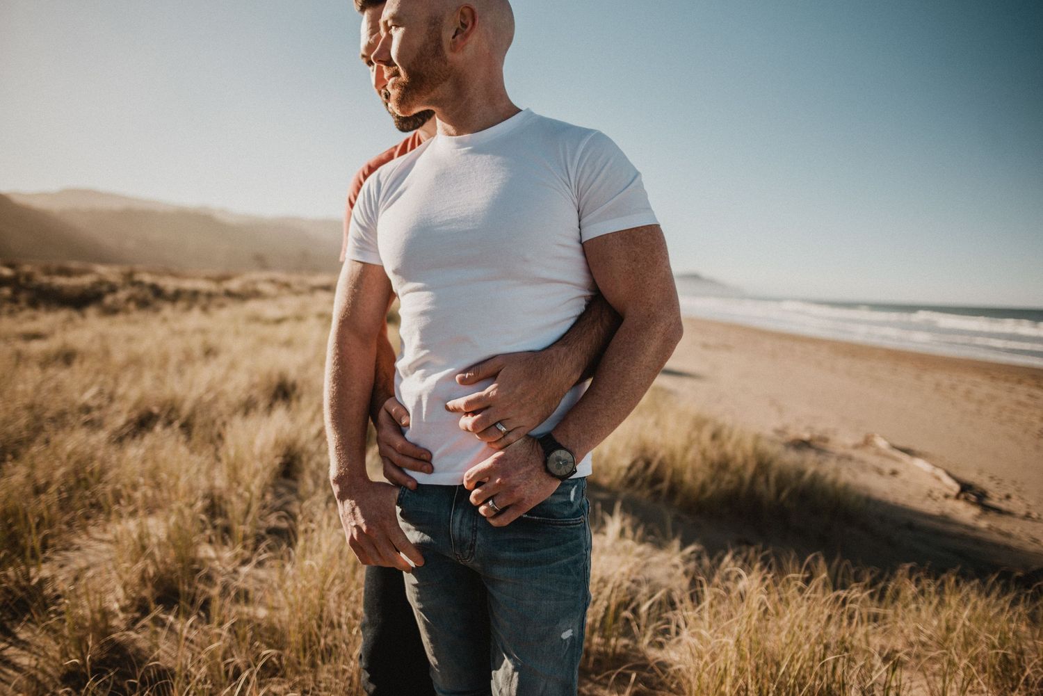 Hawke's Bay Photographer, Napier Photographer, Ocean Beach, Hastings, Gay, Same Sex, Sunny, beachfront, sand, hug