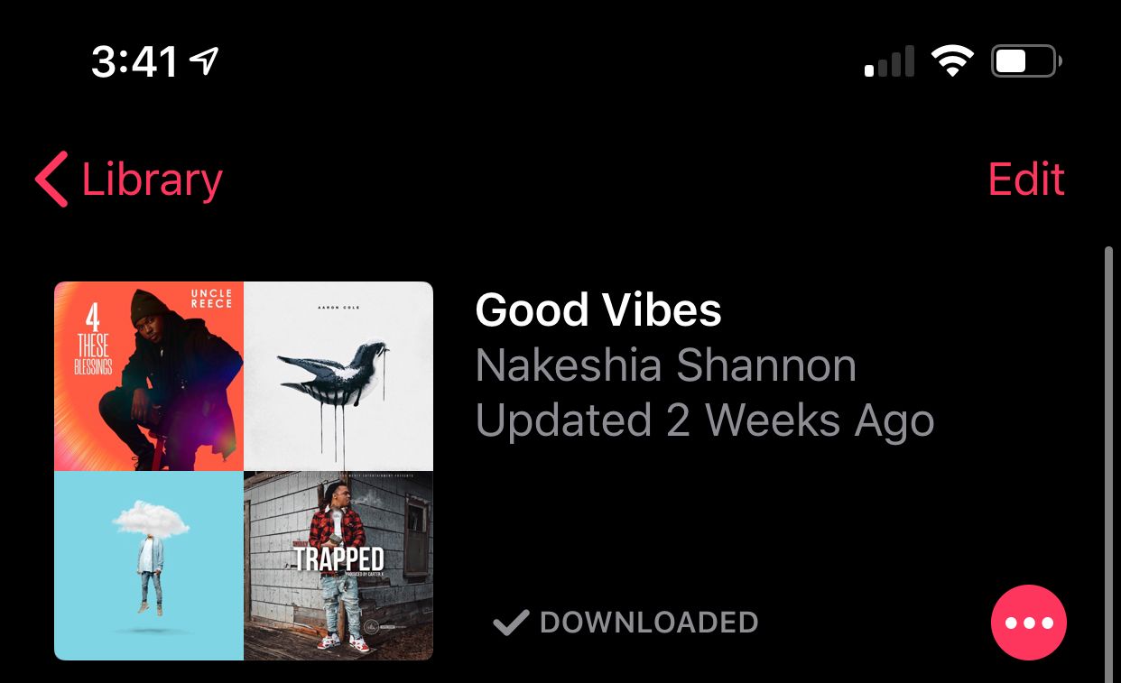 A music playlist interface showing 'Good Vibes' by Nakeshia Shannon with album artwork thumbnails.