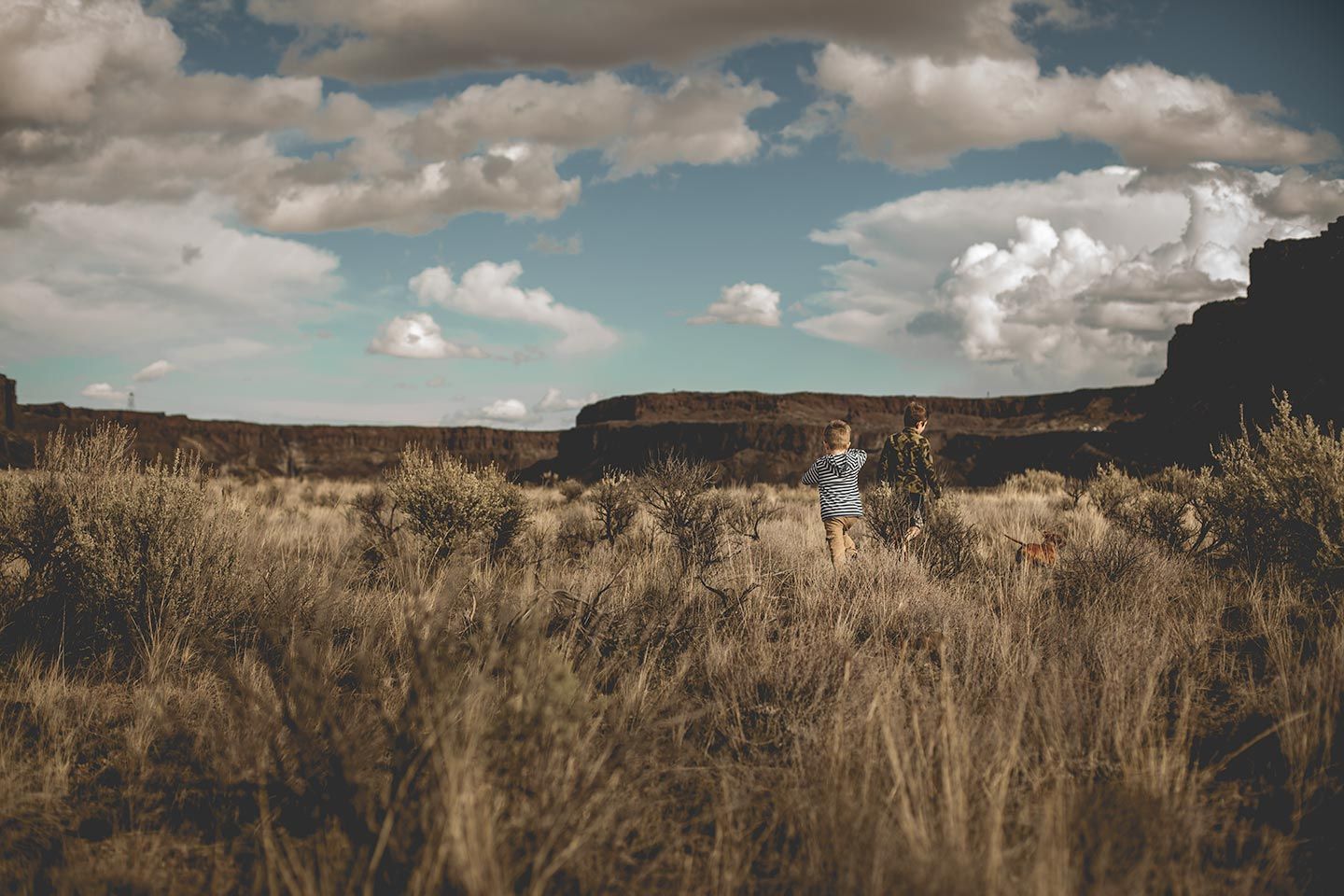 boys and dog at Frenchman Coulee Washington