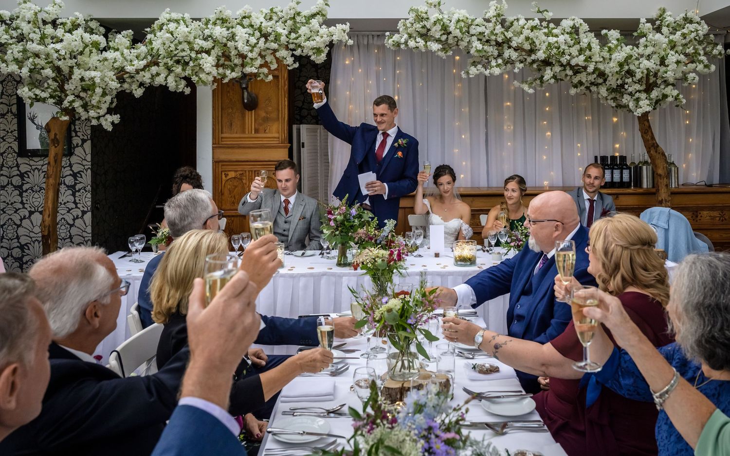 Groom proposes a toast at Broadoaks Country House wedding