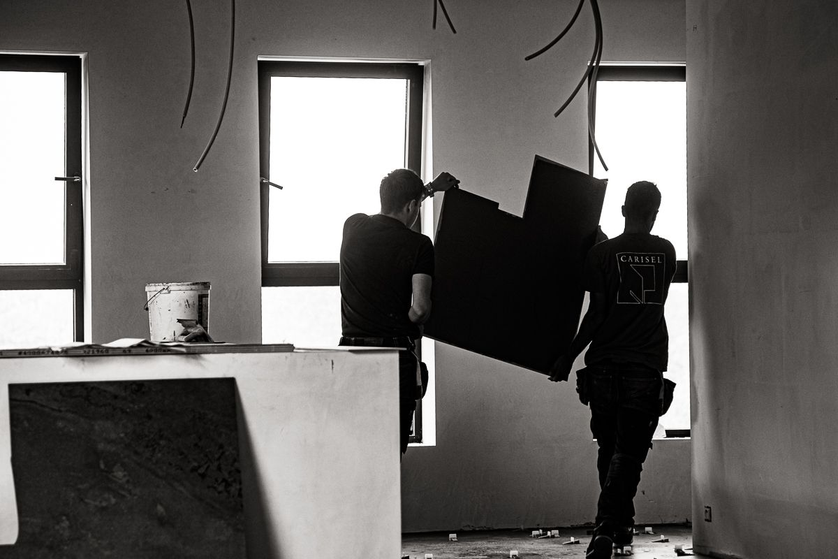 Reportage photo de chantier Carreleurs
