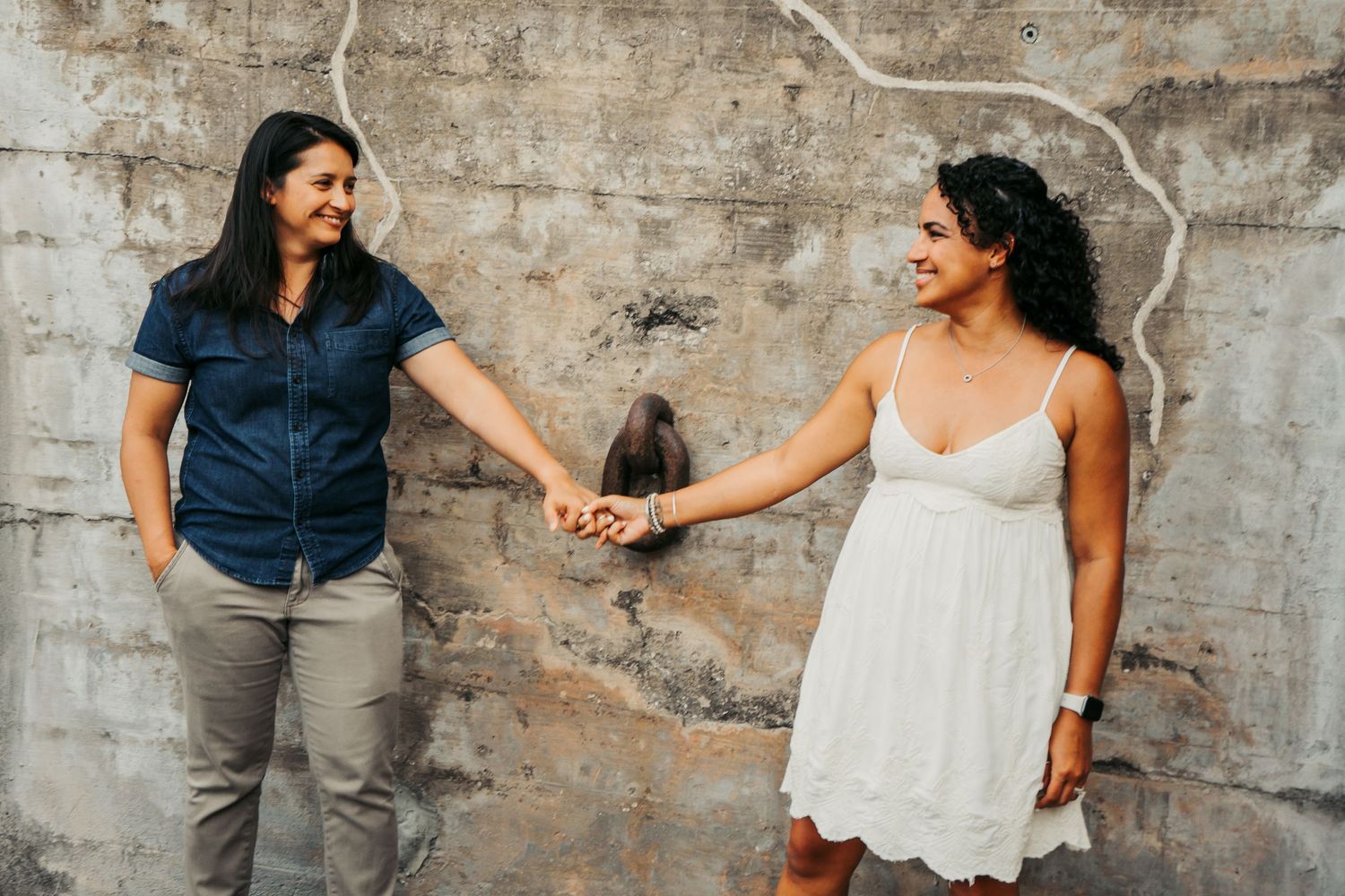 Outdoor Couples Session at Ft. Desoto in St. Pete, FL; LGBTGIA session, same-sex couple holding hands at fort