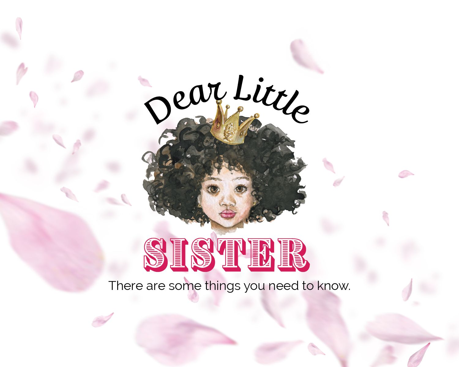 An illustrated book cover featuring a crown and curly hair design with pink floral elements.