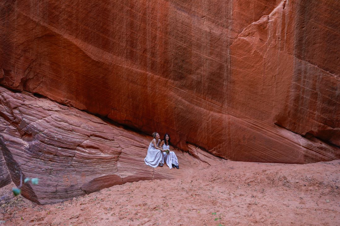 Slot canyon elopement in utah.