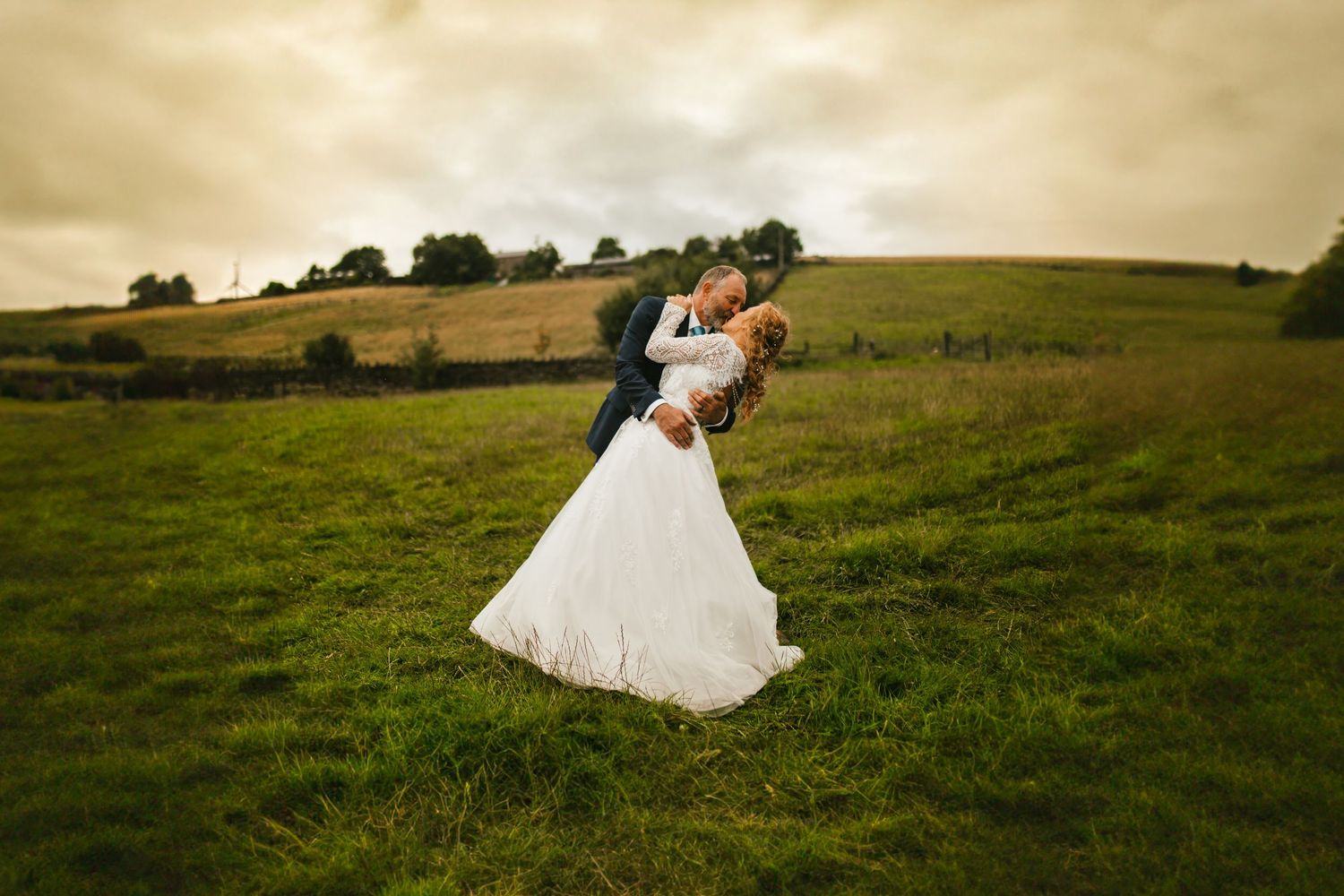 Bride Groom wedding portraits rustic country farm wedding at barn in lancashire