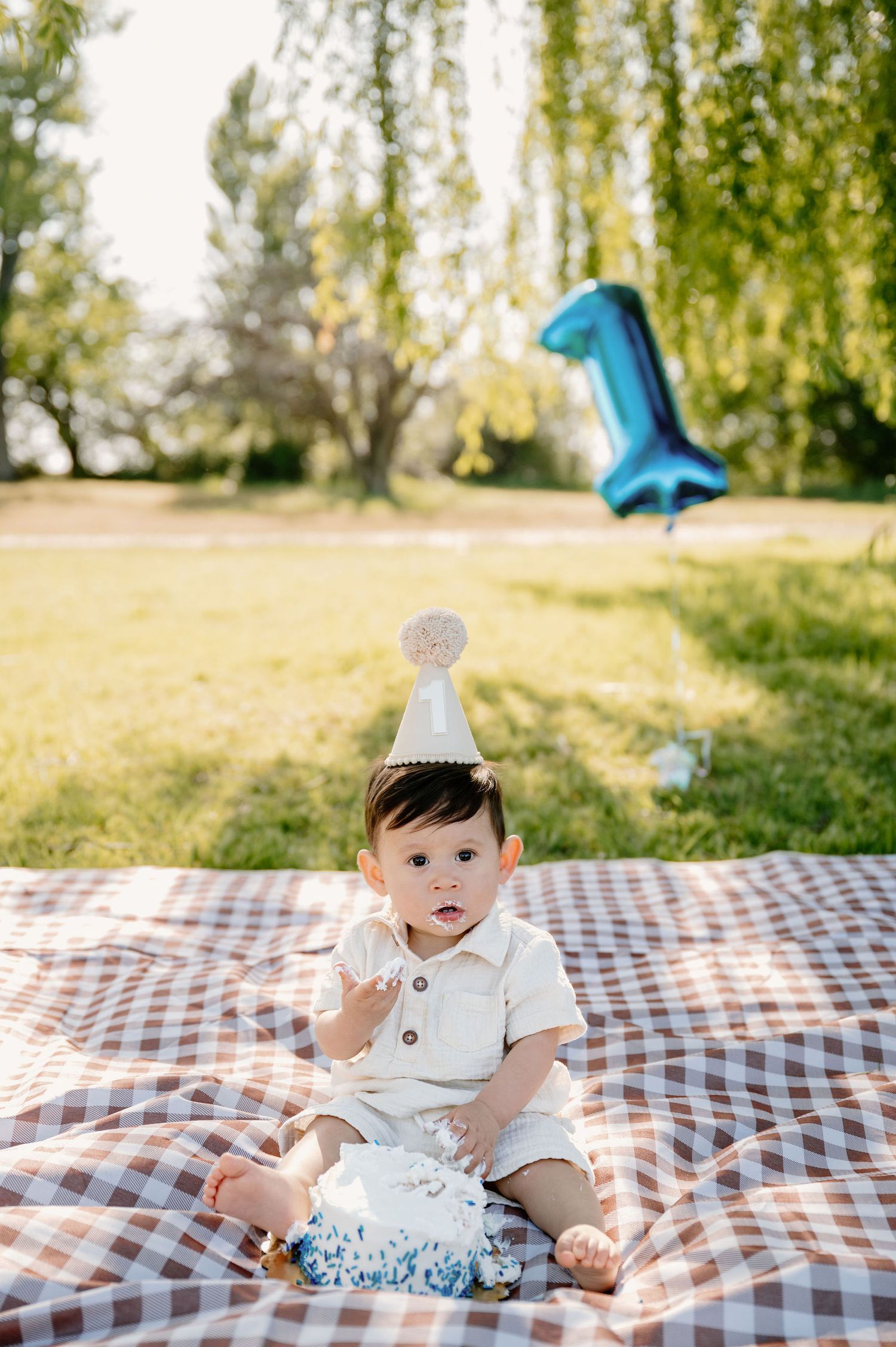 Milestone first birthday photos at Columbia Park in Kennewick, WA