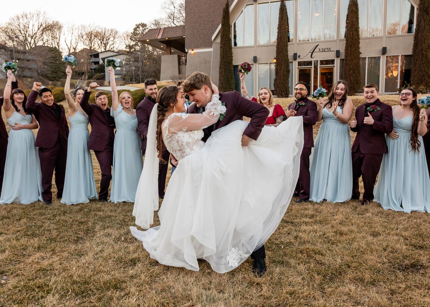 Bride & Groom Couple Photos at A View in Fontenelle Hills in Bellevue, NE - BrightSide Photography