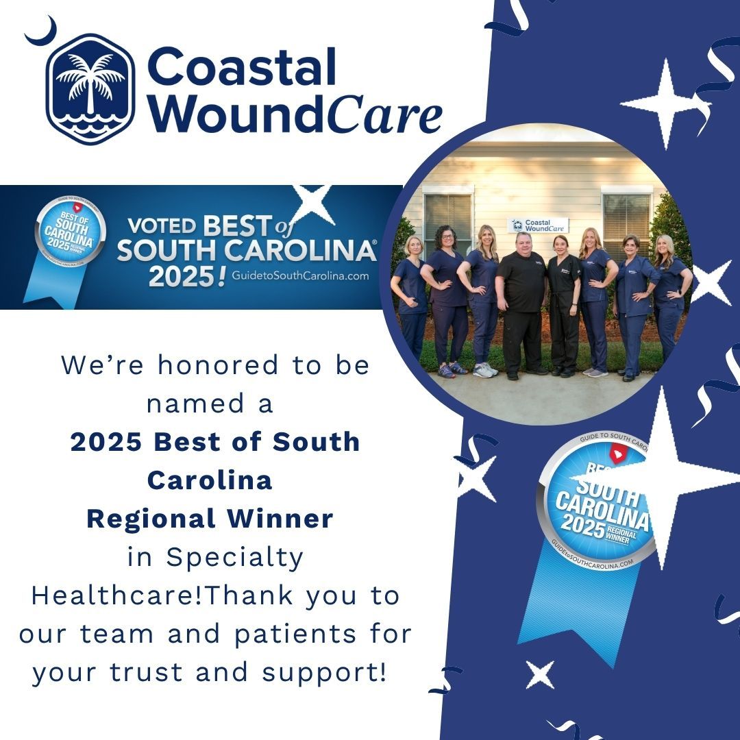 Healthcare team members gathered at Coastal WoundCare celebrate winning Best of South Carolina 2025 Regional Award in specialty care.