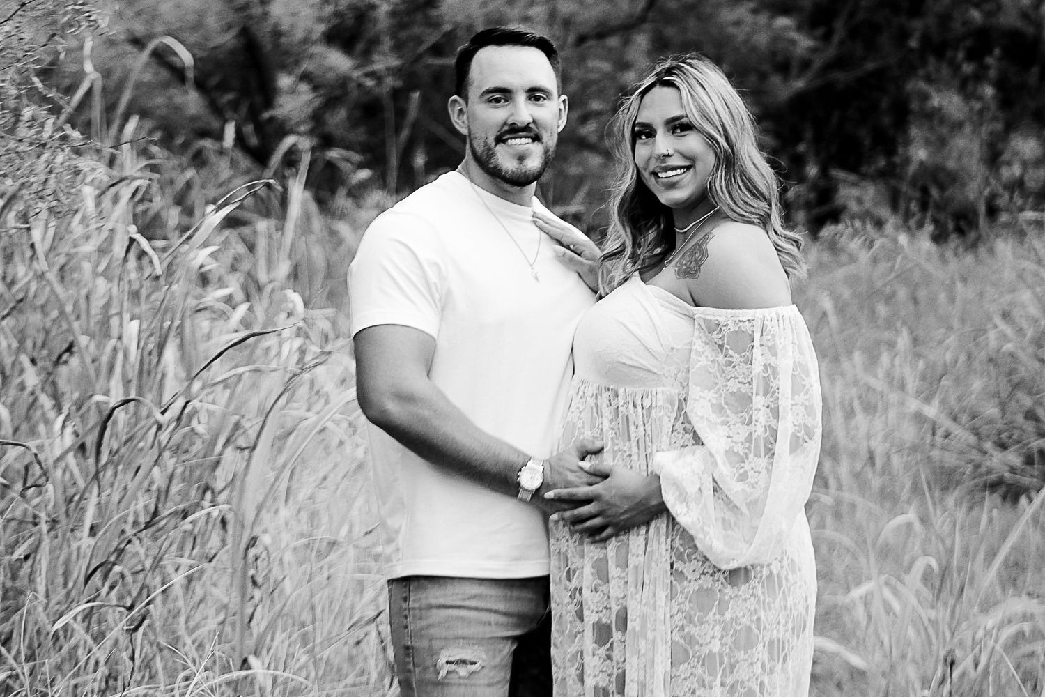 A Couple during a golden hour maternity session at Palo Duro Canyon  State Park in Canyon, Texas