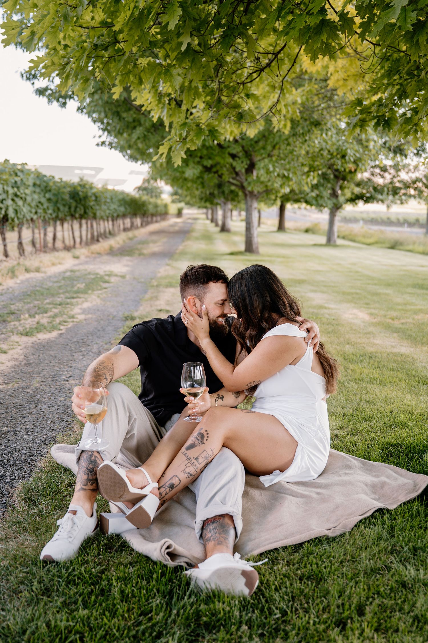 Vineyard engagement photos at Fidelitas Winery in Benton City, WA
