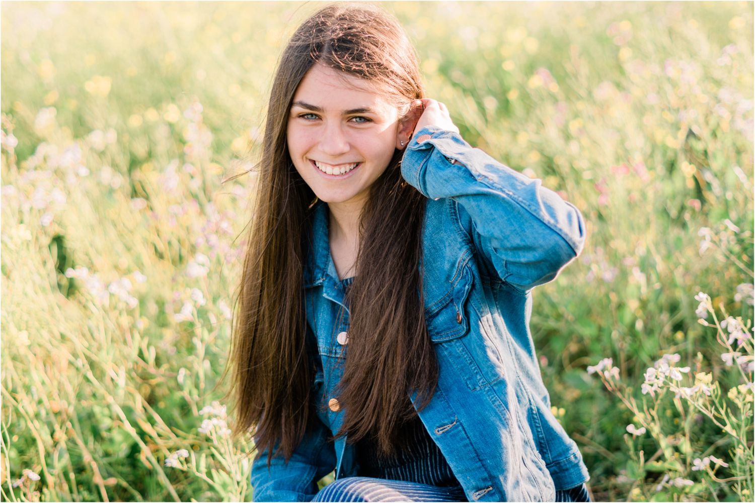 8th grade girl photo session in a field of wild flowers in San Luis Obispo by Felisha Connolly photography