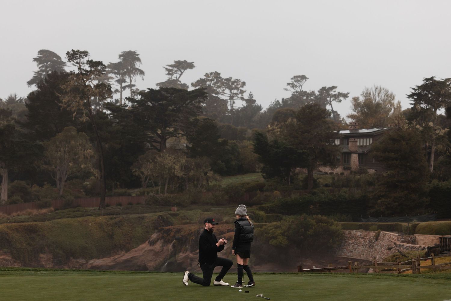 Pebble Beach Golf Course Proposal with Wedding Photographer JeLau Photography in California