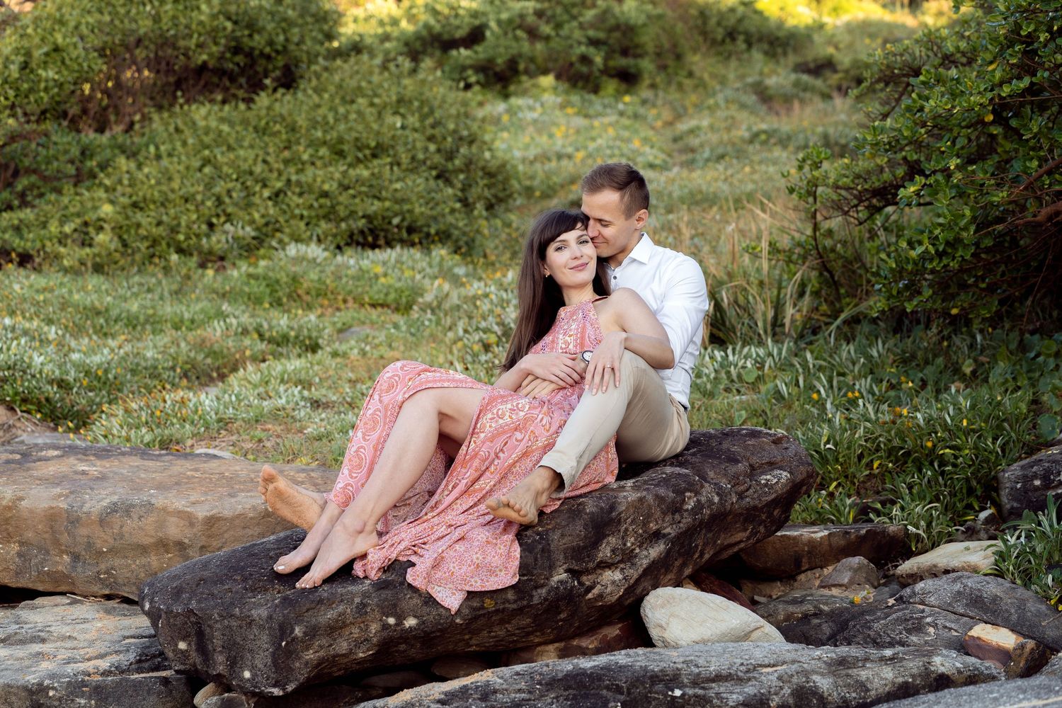 Beautiful moment in between partners during their couples photoshoot for Valentine's day in Sydney