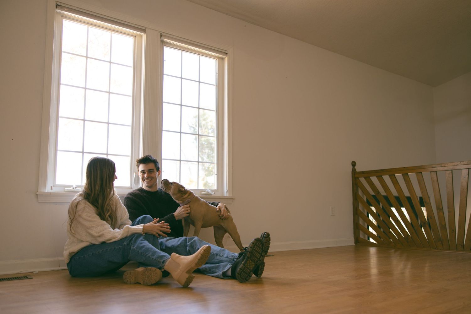new home asheville photoshoot couples dog empty house lifestyle session