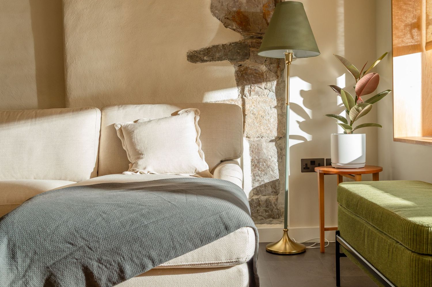 bude holiday let, interior design neutral tone living room scene, interior photography