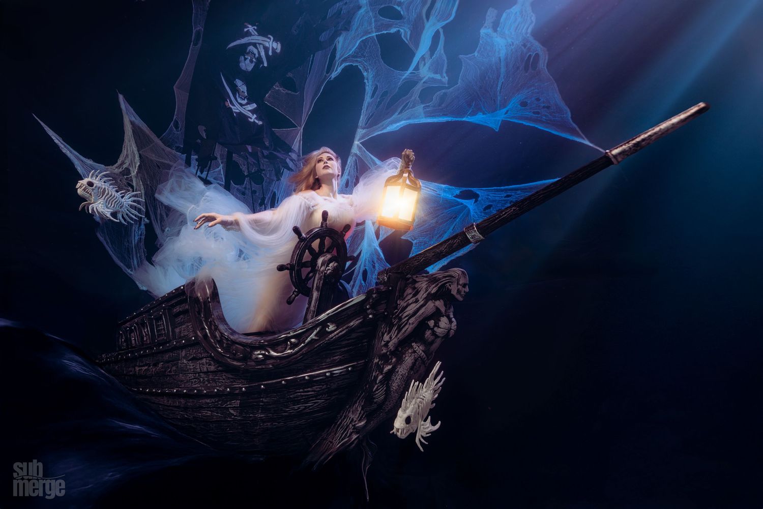 Dramatic dark fantasy photo series featuring glowing candles and ethereal smoke effects against black backgrounds.