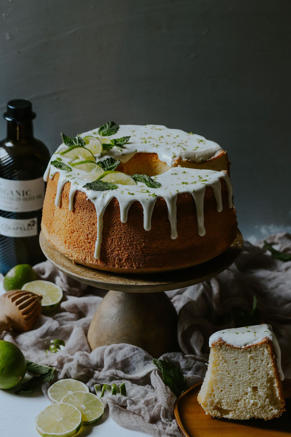 Key Lime Olive Oil Chiffon Cake With Cream Cheese Glaze The Buttery Whisk