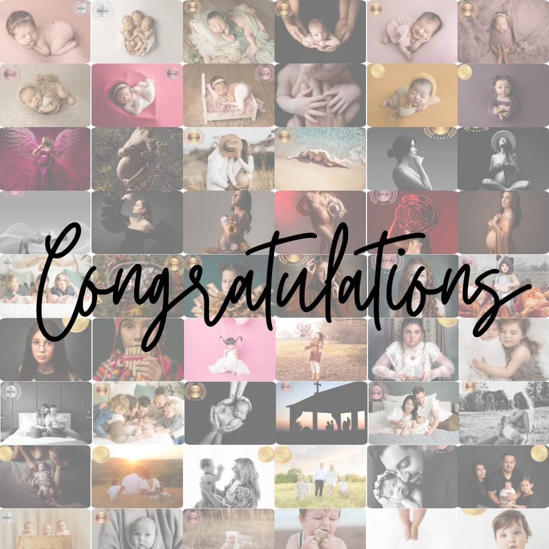 A photo collage grid with 'Congratulations' text overlaid on various professional portraits.