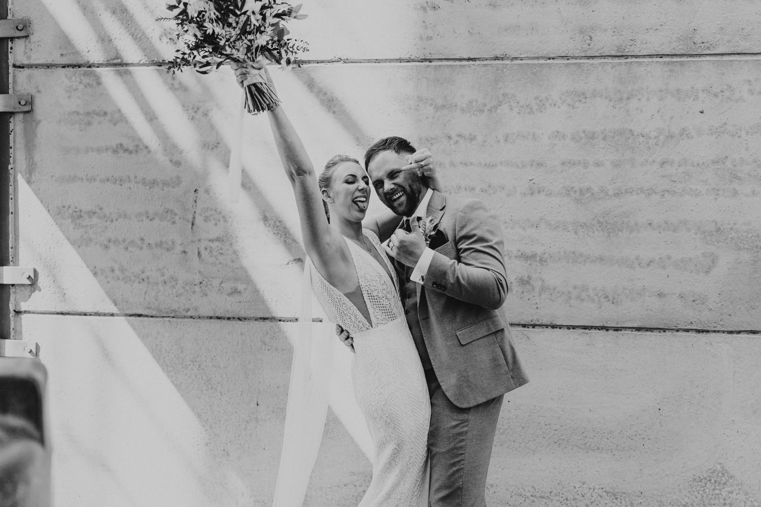 the gathering barn wedding , fun and creative couple portraits