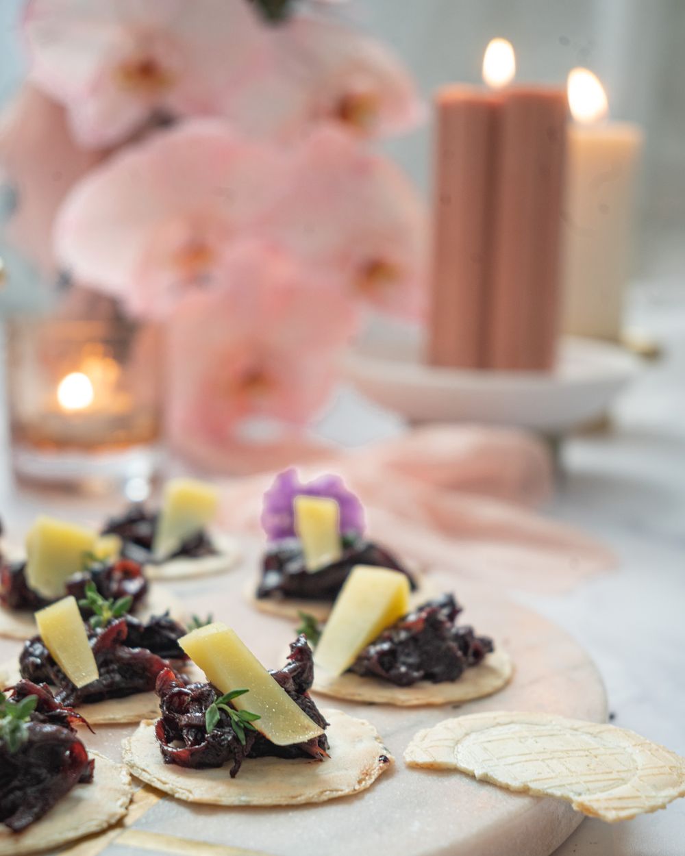 Onion & Plum Jam with Comte Canapes - Cocoa & Chili