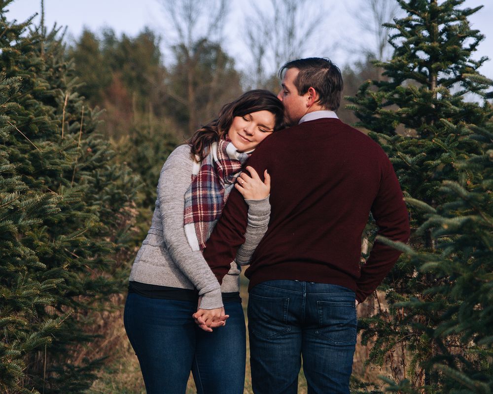 Christmas Tree Farm Engagement Session Jaime and John Wild Peach